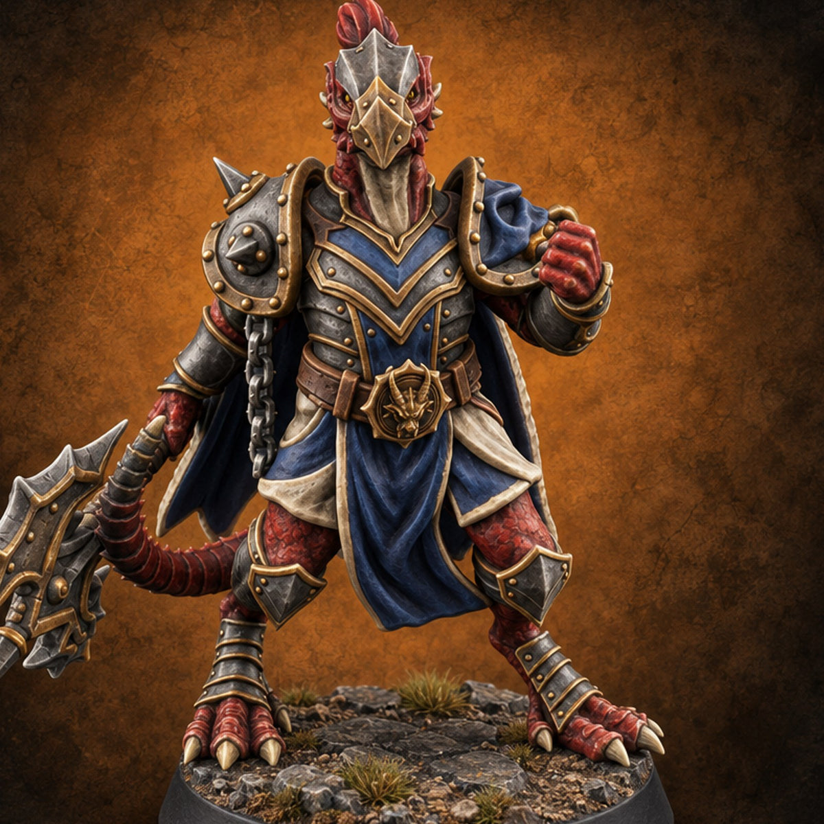 Crest Up, Glaive Down Dragonborn Sentinel Leader — painted concept preview (miniature supplied unpainted)