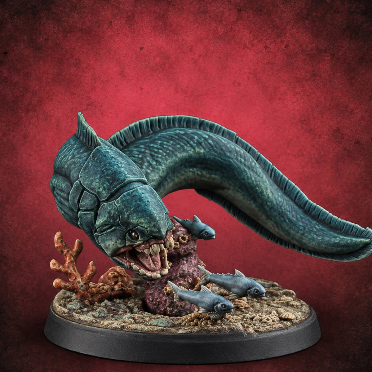 The Reef Has Drawn Blood Giant Sea Eel A — painted concept preview (miniature supplied unpainted)