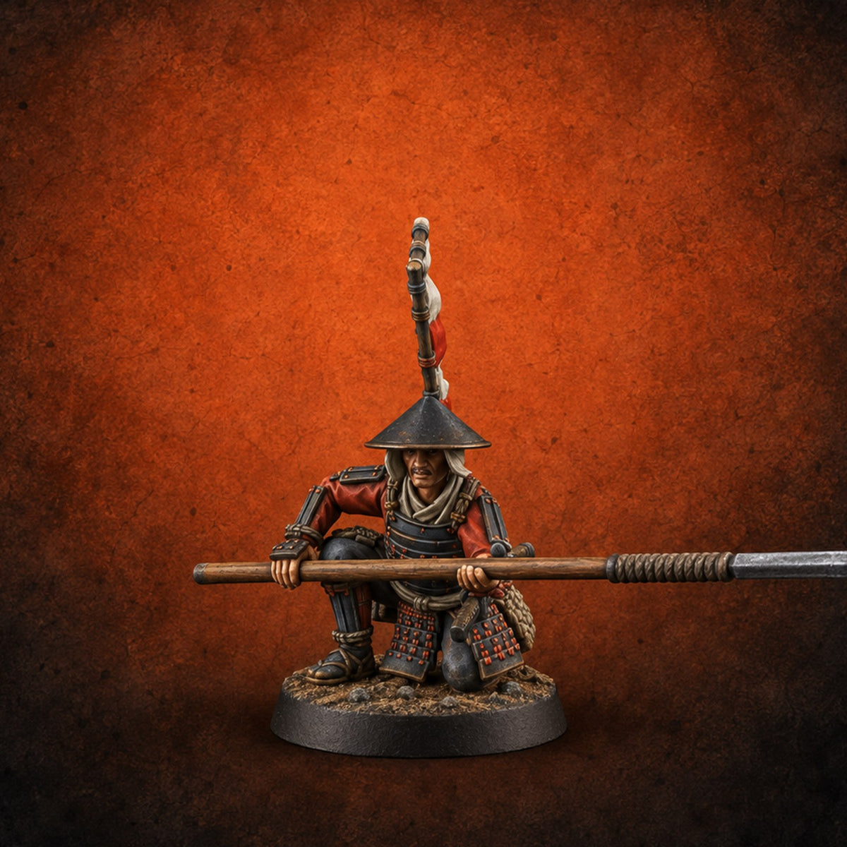 Holding the Line Human Ashigaru Spearman D — painted concept preview (miniature supplied unpainted)