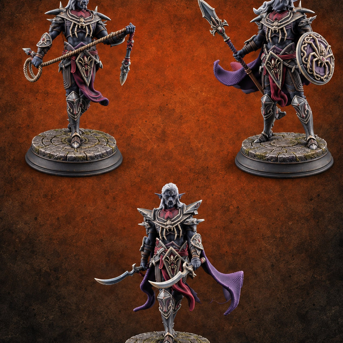 The Web Draws Tight Elite Drow Soldiers — painted concept preview (miniature supplied unpainted)