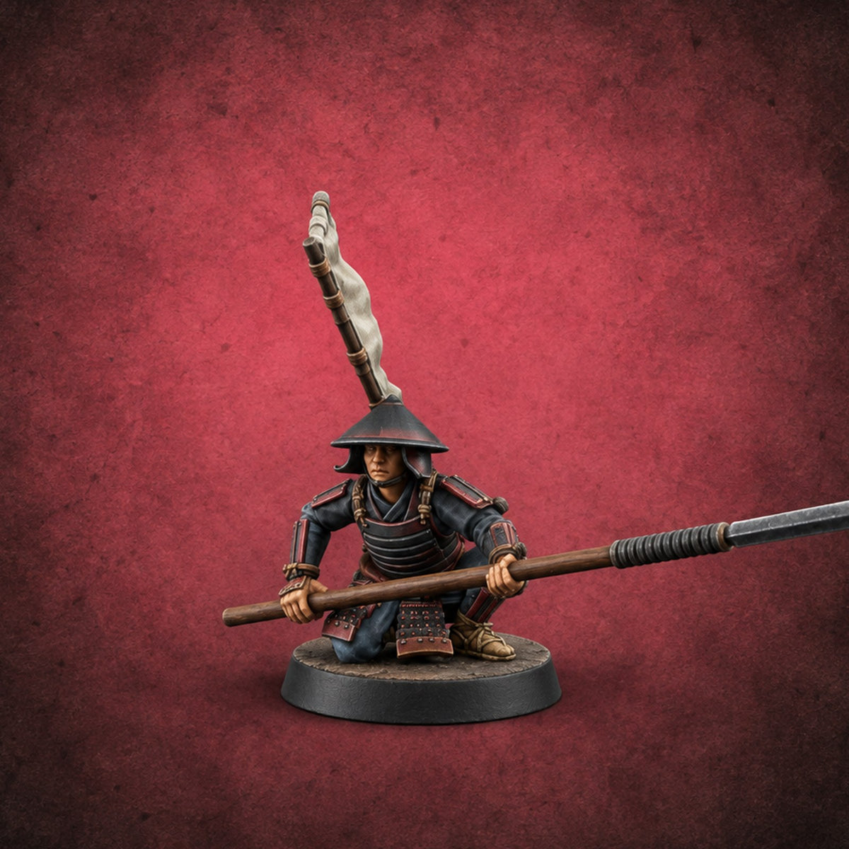 Holding the Line Human Ashigaru Spearman A — painted concept preview (miniature supplied unpainted)