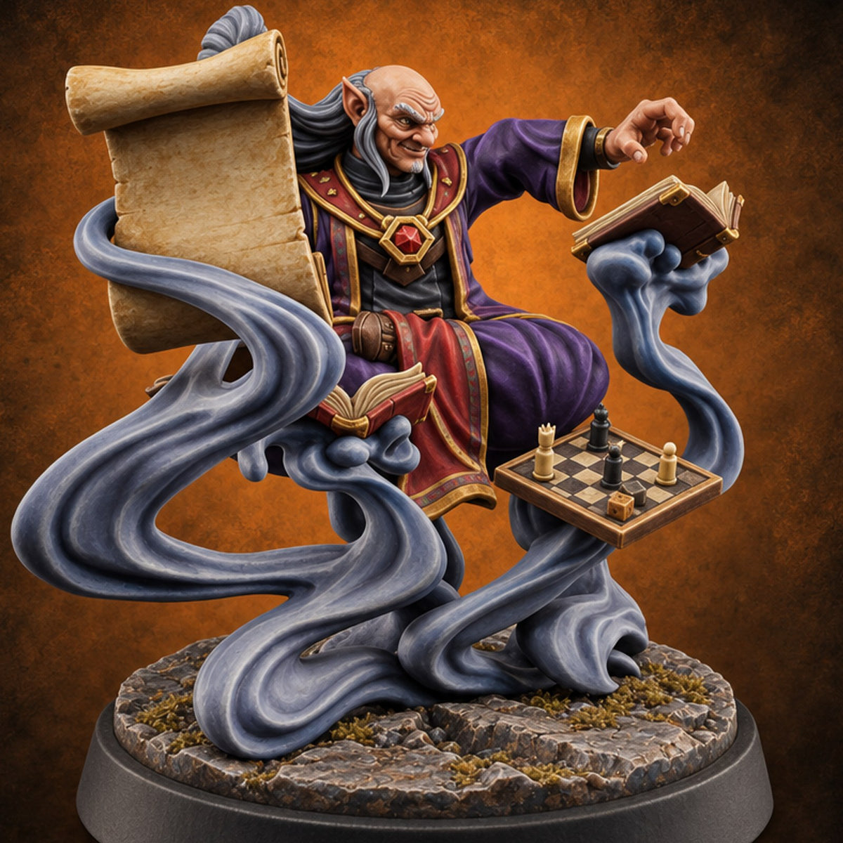 Smoke, Scrolls and Sinister Plans Gnome Game Master — painted concept preview (miniature supplied unpainted)