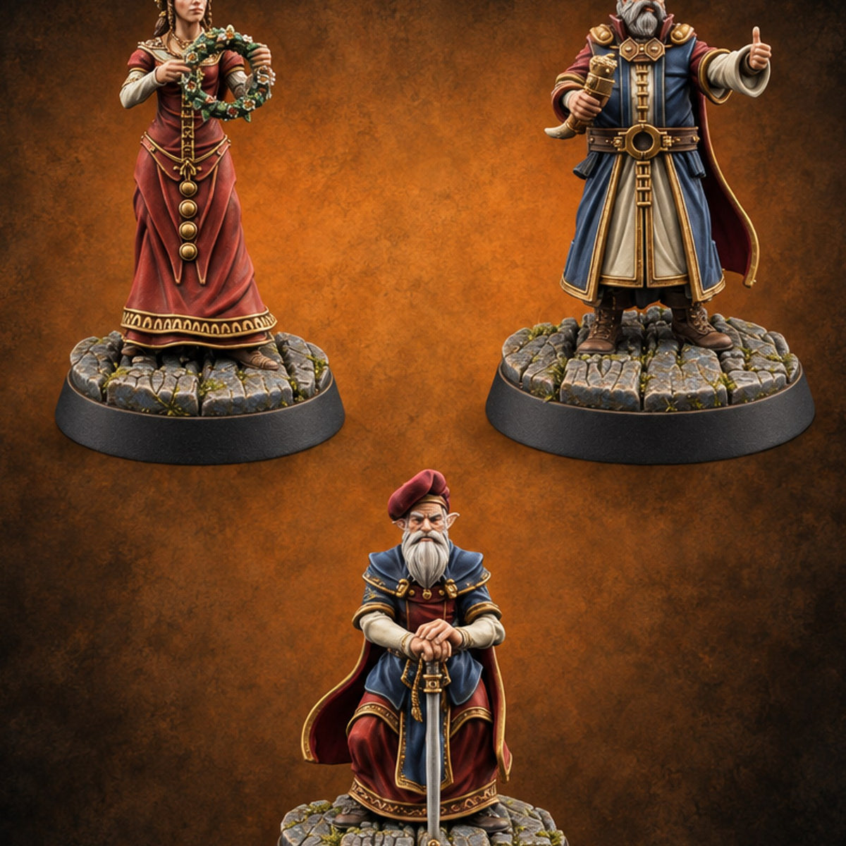 Verdict Pending, Wreath in Hand Human Noble Judges — painted concept preview (miniature supplied unpainted)