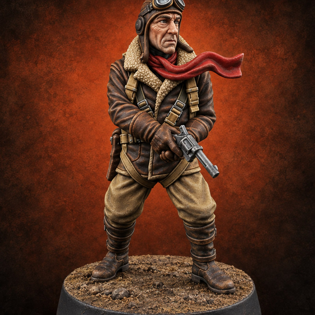 Scarf Still Flapping After the Crash Human Aviator — painted concept preview (miniature supplied unpainted)