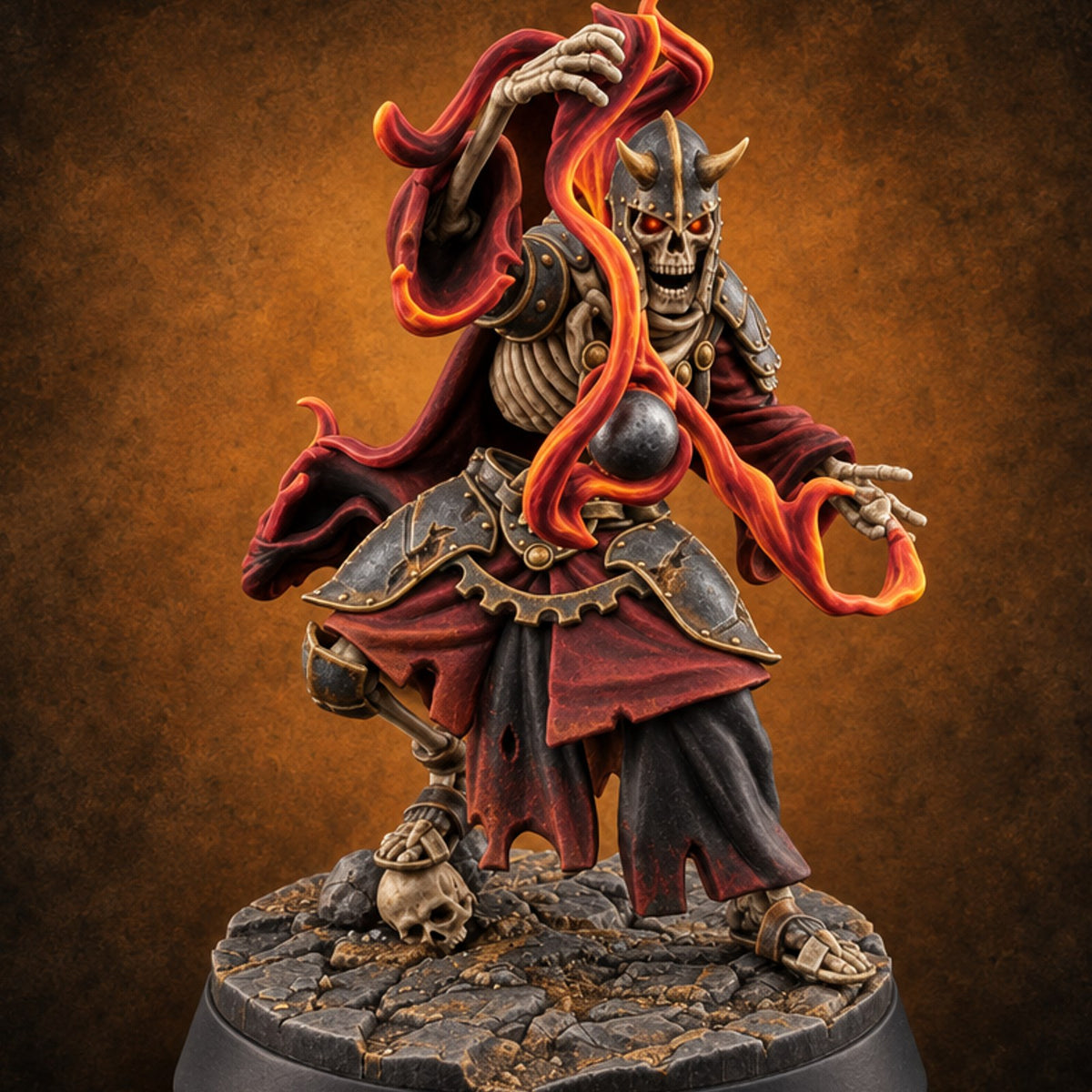 Skulls Aflame Skeleton Warrior D — painted concept preview (miniature supplied unpainted)