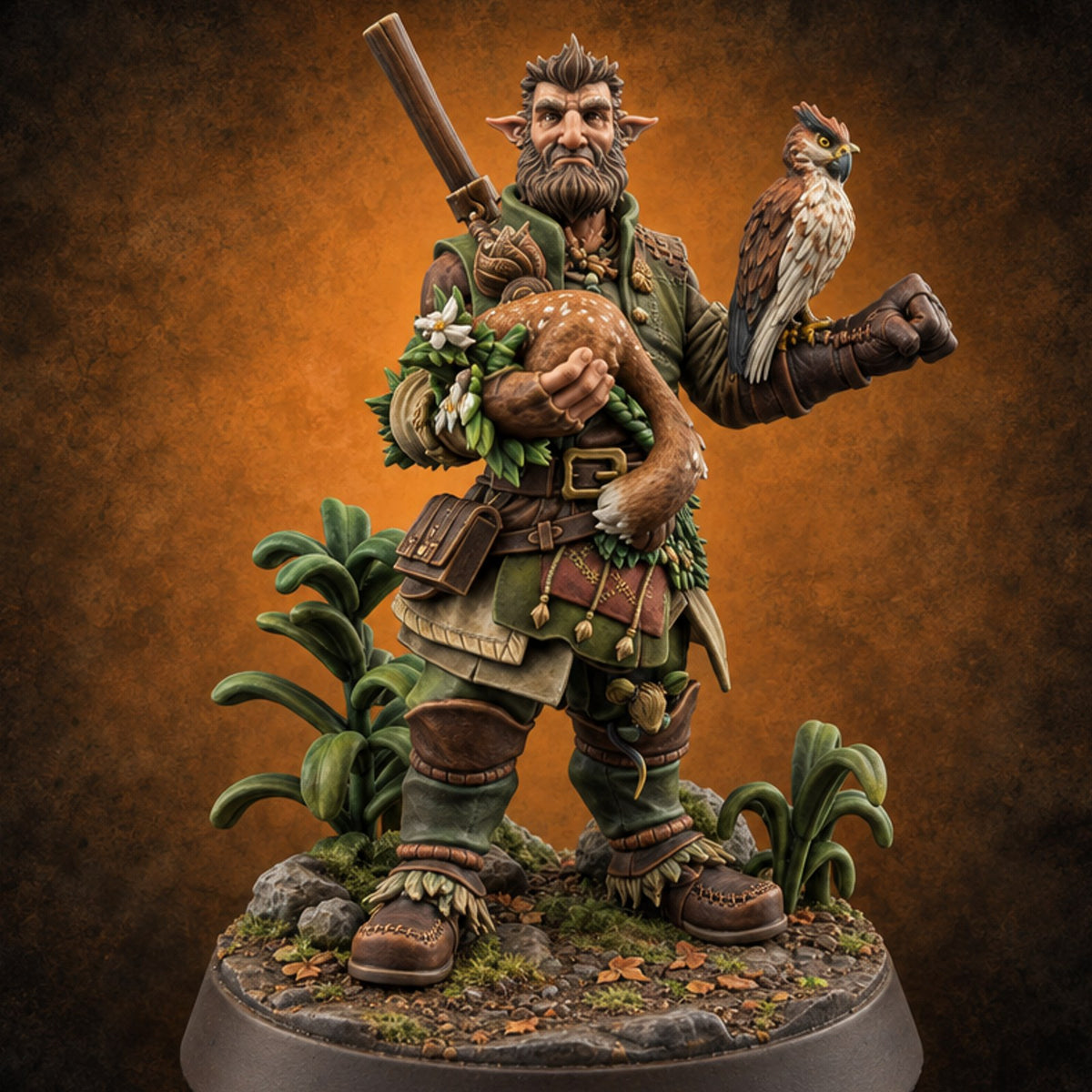 Leaf No One Behind Human Forest Druid B — painted concept preview (miniature supplied unpainted)