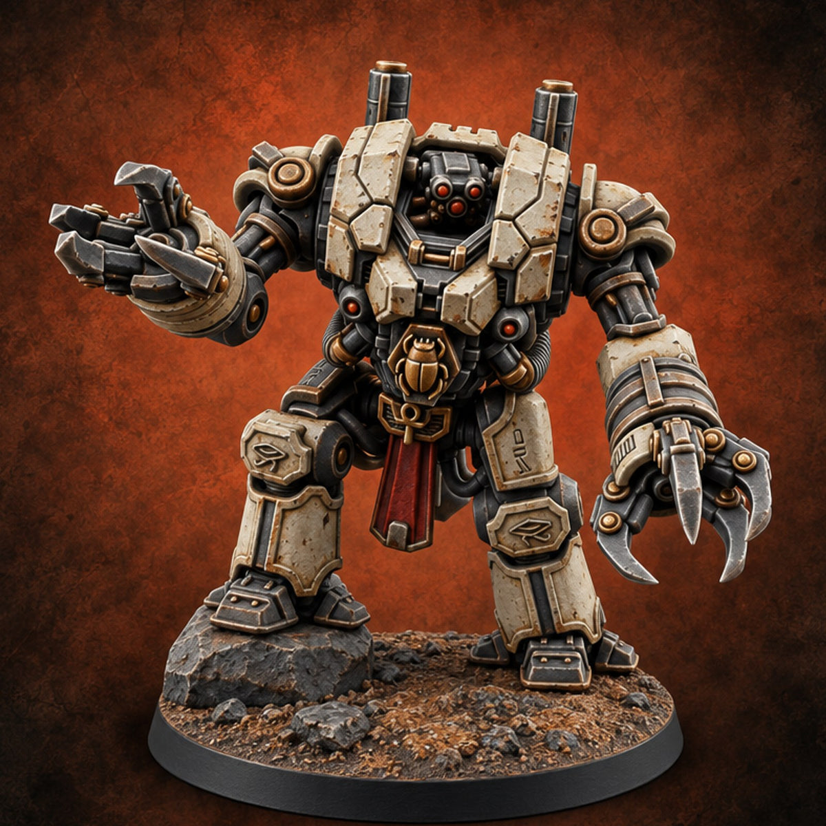 Pincers Open, Manners Closed Warforged Scarab Heavy Construct with Pincer Claws — painted concept preview (miniature supplied unpainted)