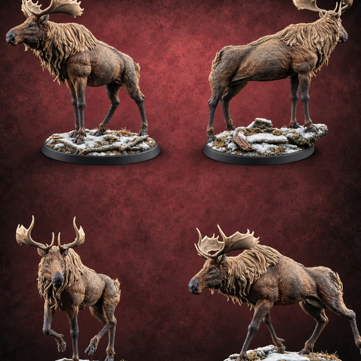 Antlers Up, Snow Underhoof Elk Beasts — painted concept preview (miniature supplied unpainted)
