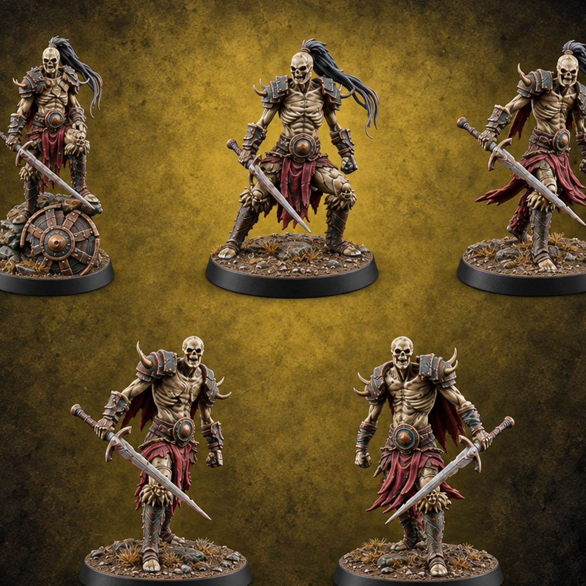 Ponytail Outlasted the Pulse Skeleton Sword Warriors — painted concept preview (miniature supplied unpainted)
