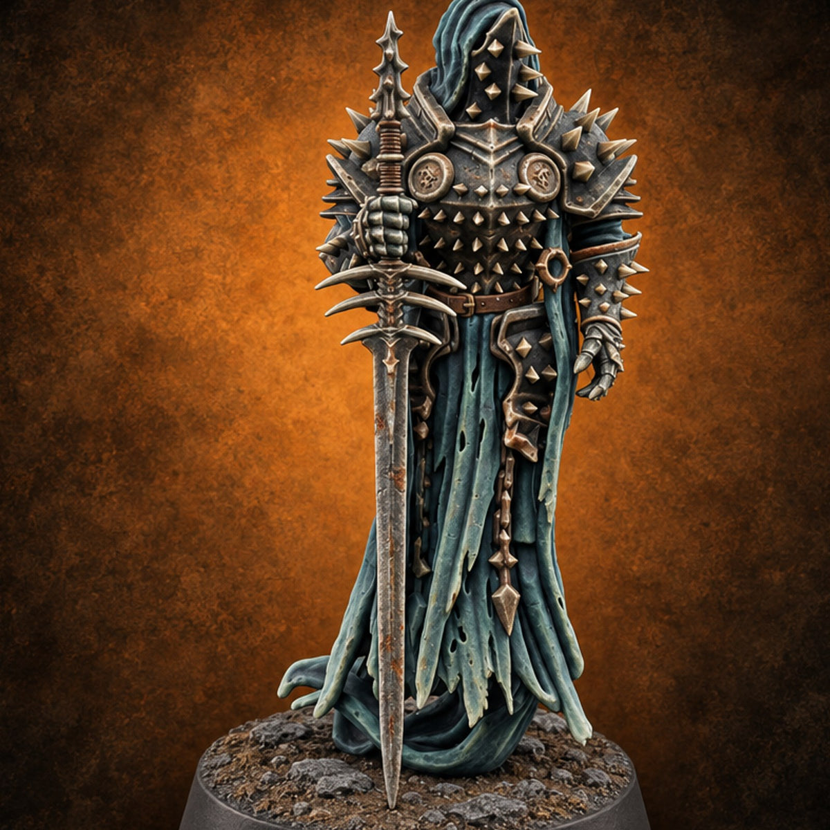 Hanging Hems Wraith Sword Warrior B — painted concept preview (miniature supplied unpainted)