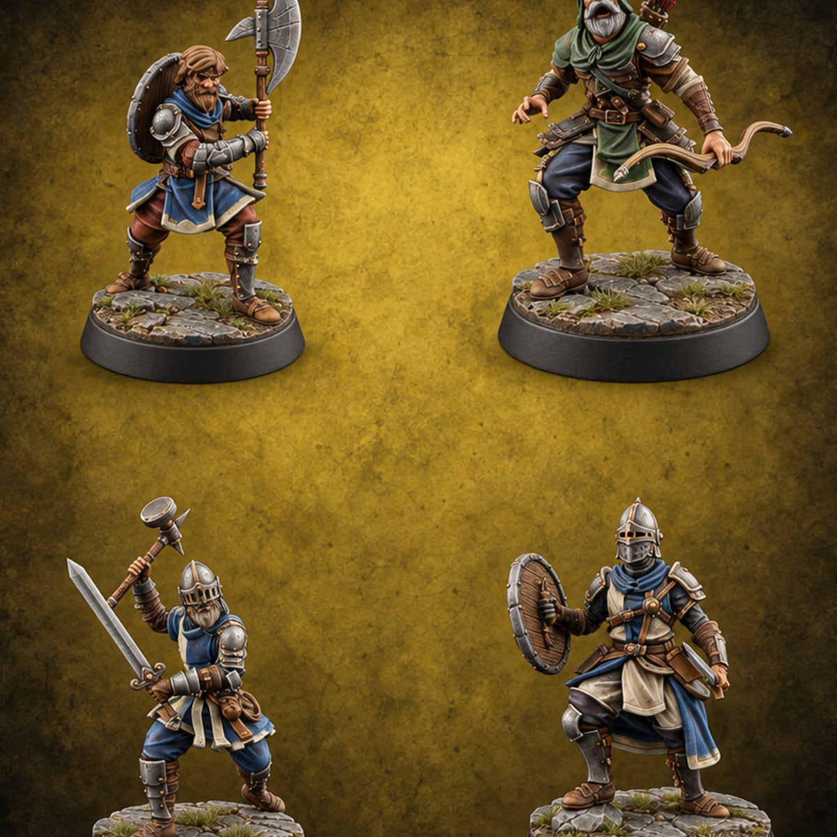 Mismatched Armoury, Matching Resolve Human Knights — painted concept preview (miniature supplied unpainted)