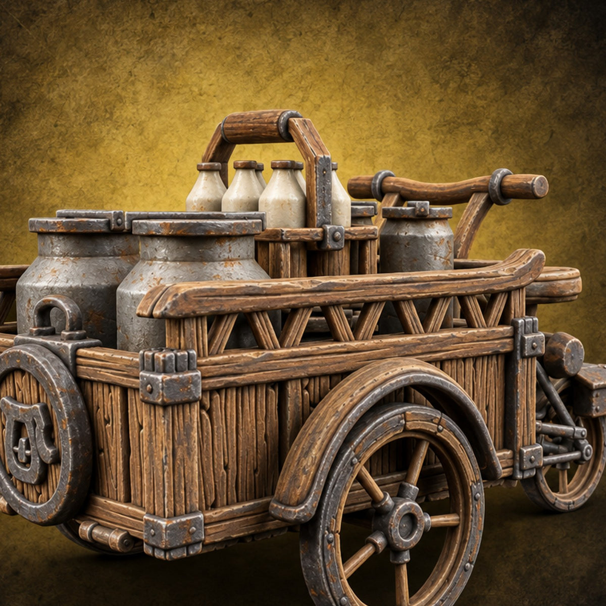 Curdle Not, Want Not Wooden Milkman Market Piece A — painted concept preview (terrain supplied unpainted)