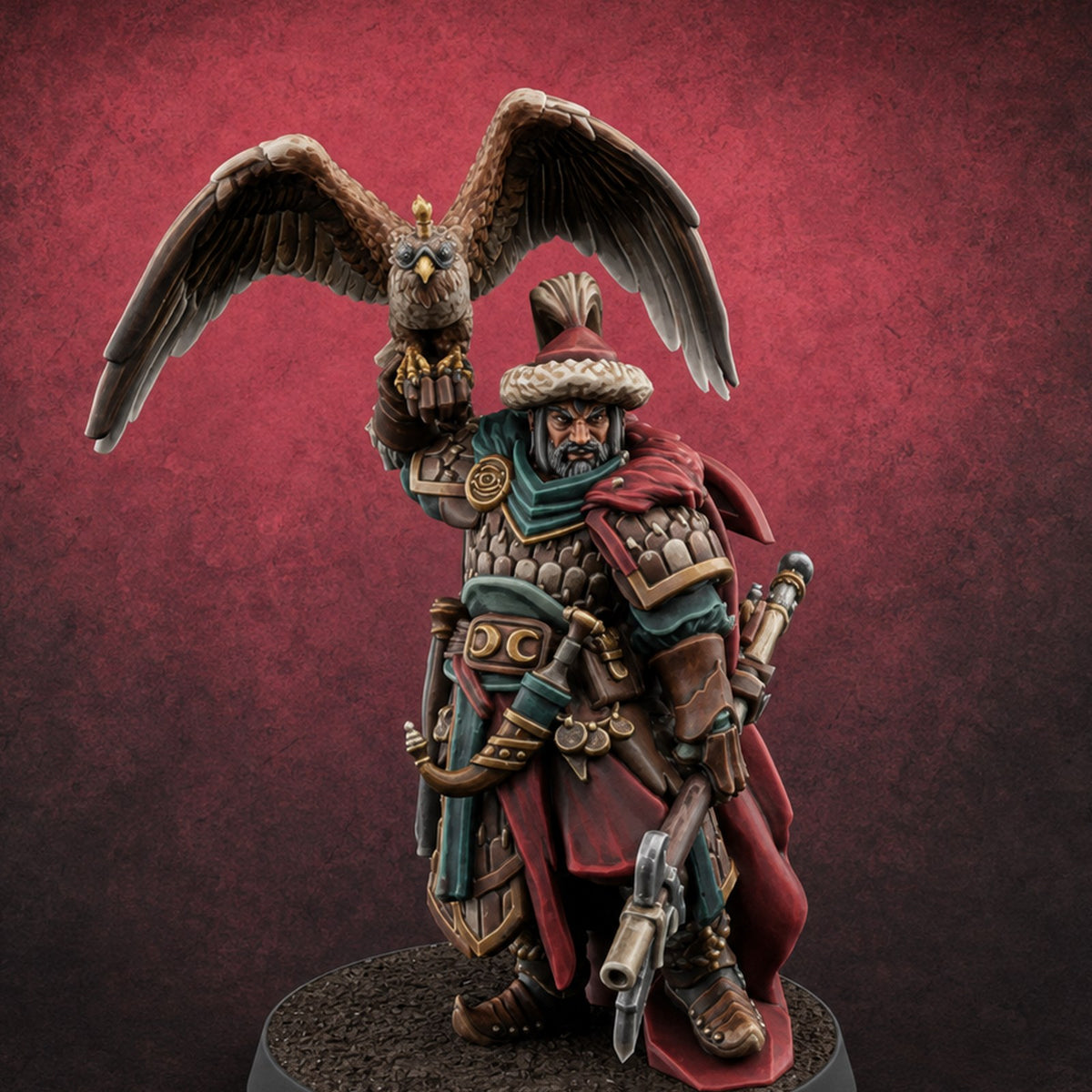 Falcon Taking Flight Human Janissary Commander Miniature for Dungeons and Dragons, Pathfinder or other TTRPGs