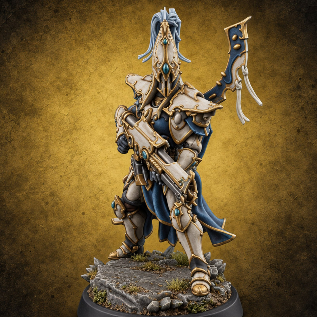 Nobility Rides Out Armed Eladrin Lancer B — painted concept preview (miniature supplied unpainted)