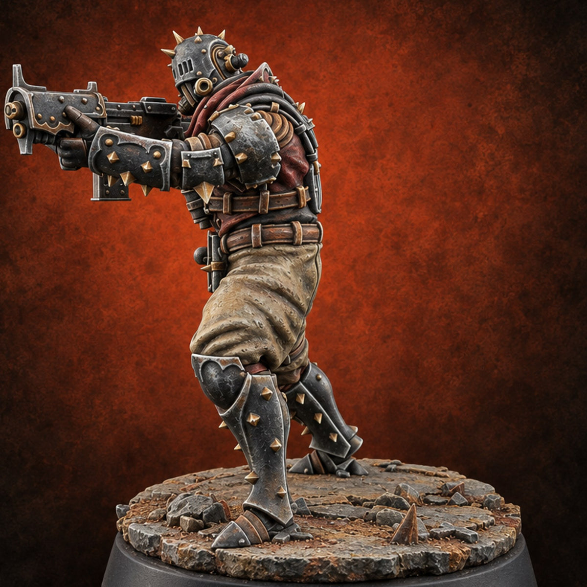Spikes, Smoke and Scripture Human Spiked-Armour Soldier B — painted concept preview (miniature supplied unpainted)
