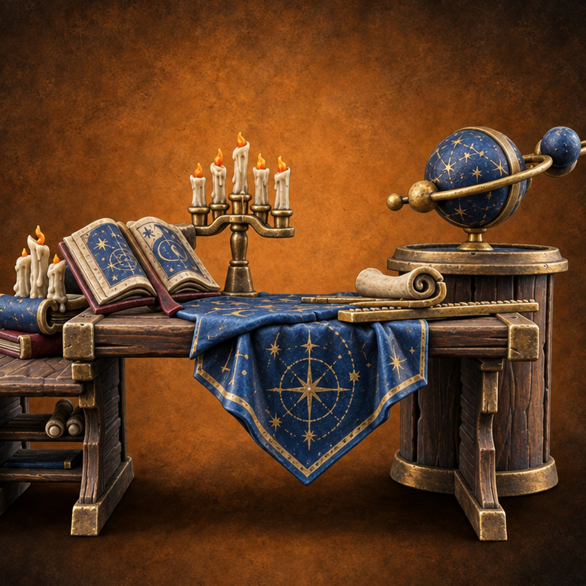 Stargazers' Study Hall Ornate Astronomer Furniture C — painted concept preview (terrain supplied unpainted)