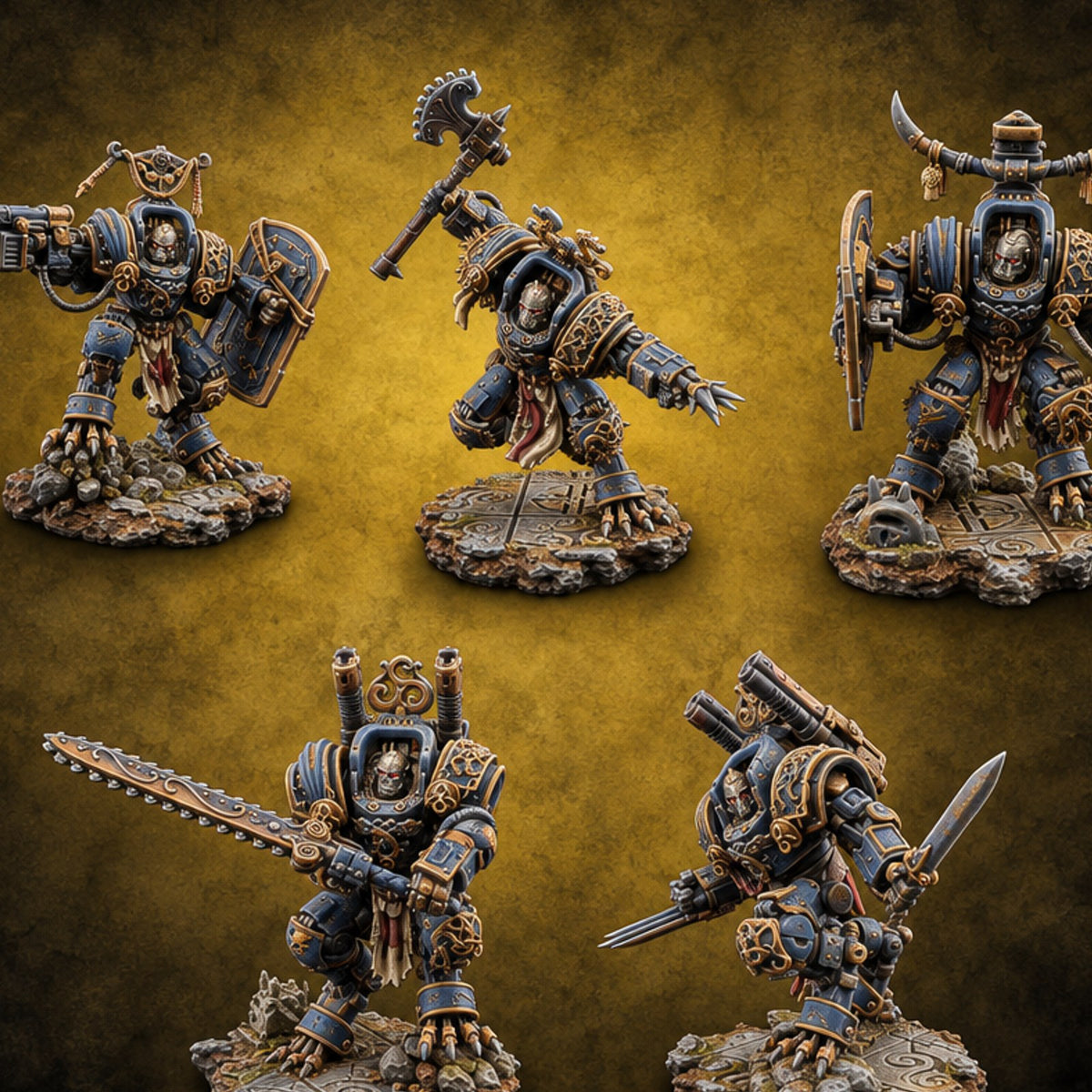 Cockpit Faces Warforged Armoured Warriors — painted concept preview (miniature supplied unpainted)