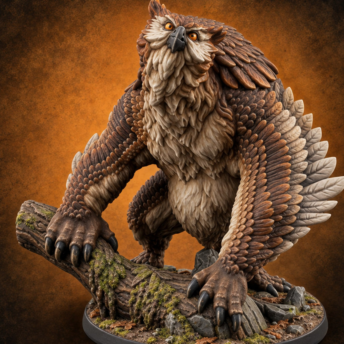 Hoots Are Not a Greeting Owlbear Monster B — painted concept preview (miniature supplied unpainted)