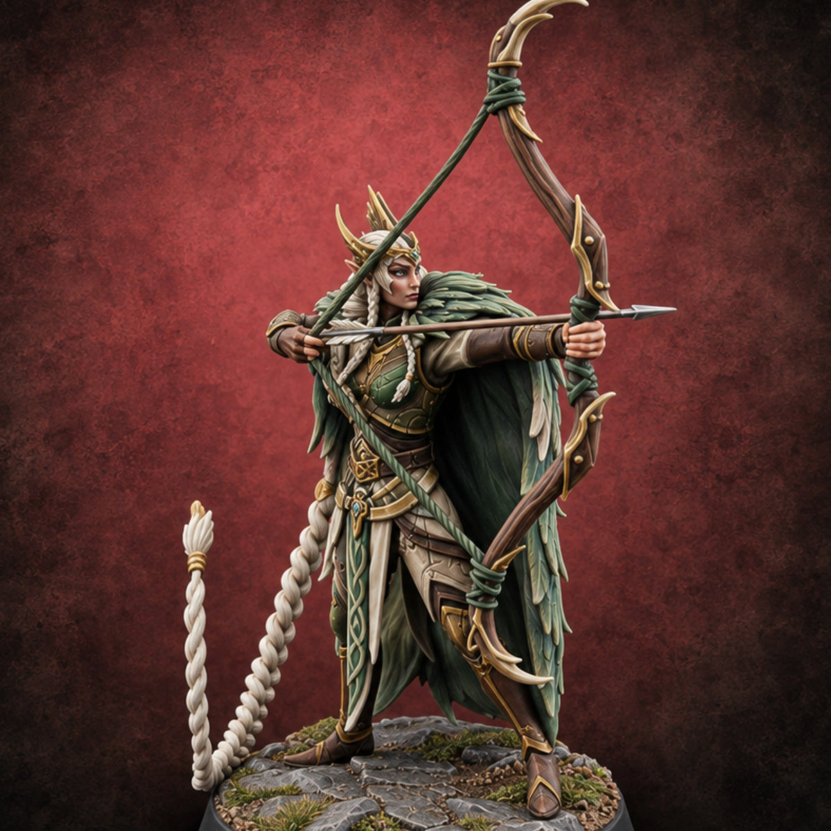 Every Stance, Same Steady Aim Elf Archer A — painted concept preview (miniature supplied unpainted)