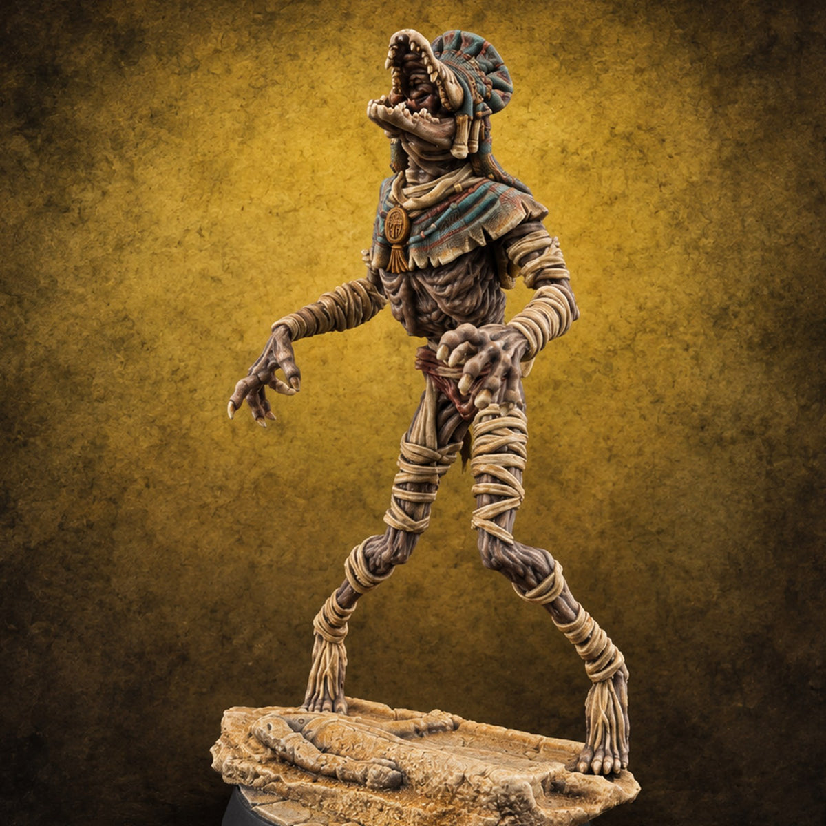Stalking the Sands Beastfolk Mummy A — painted concept preview (miniature supplied unpainted)