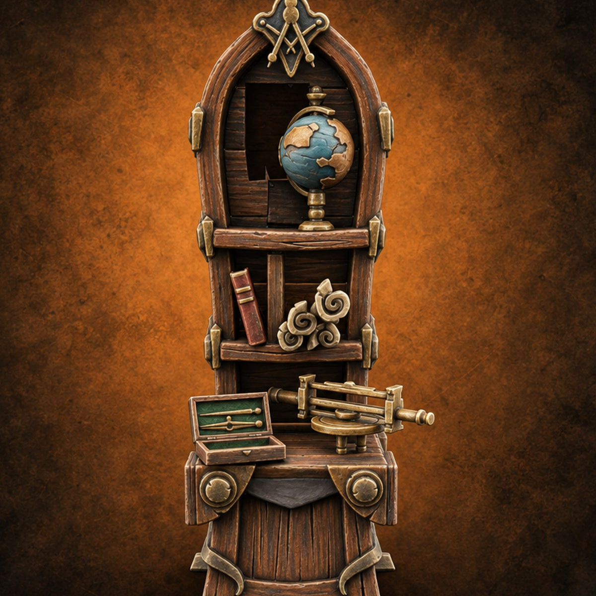 Latitude Lost, Ink Still Drying Wooden Cartographer Furniture D — painted concept preview (terrain supplied unpainted)