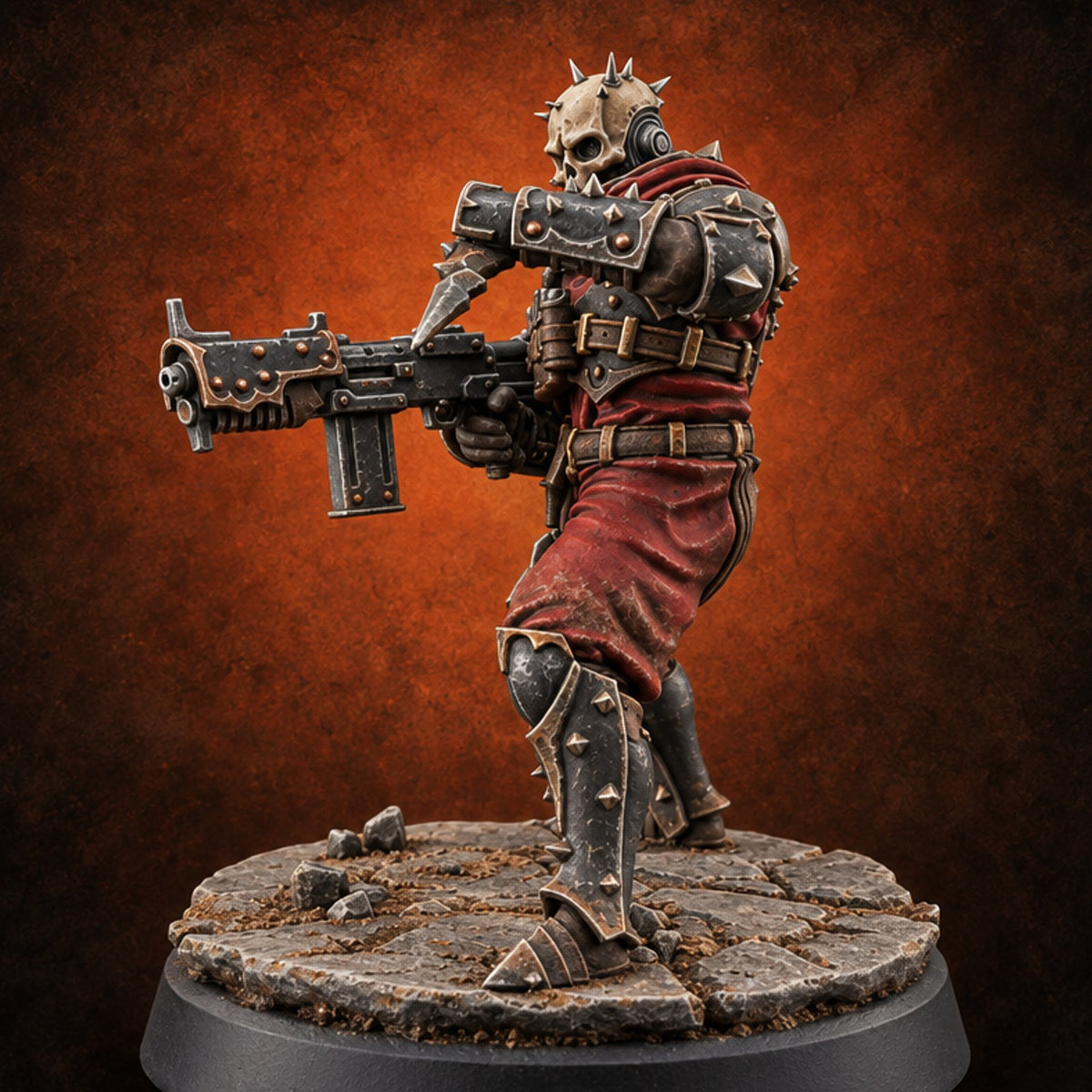 Spikes, Smoke and Scripture Human Spiked-Armour Soldier F — painted concept preview (miniature supplied unpainted)