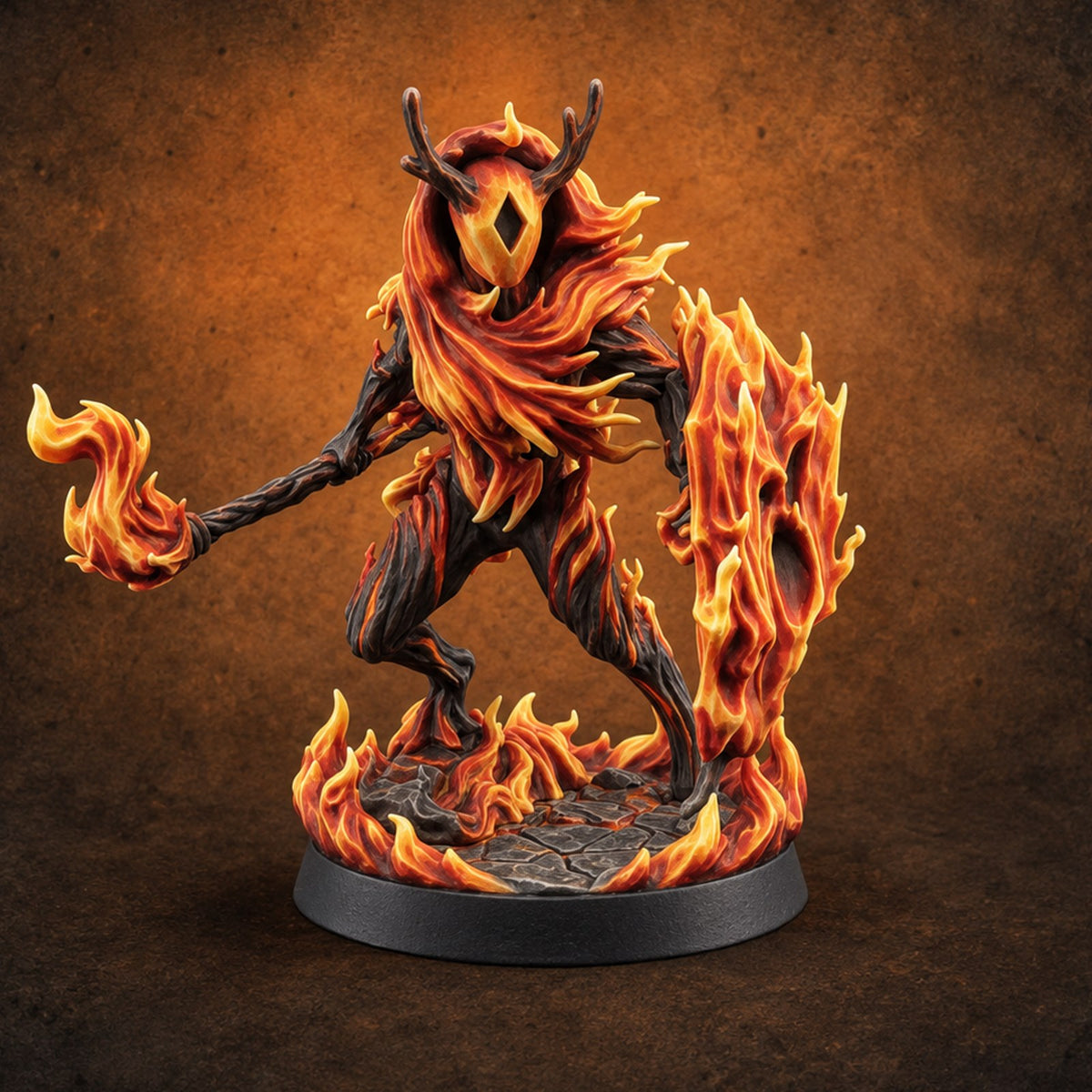 Holding the Fireline Fire Elemental Sentinel C — painted concept preview (miniature supplied unpainted)