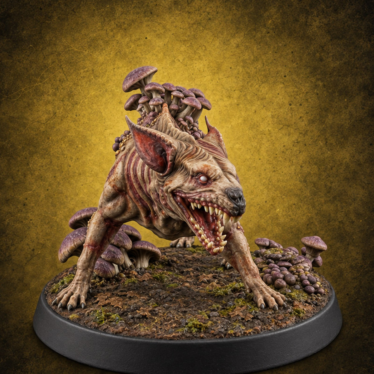 Ribs Showing, Caps Sprouting Death Dog Fungal Hound — painted concept preview (miniature supplied unpainted)