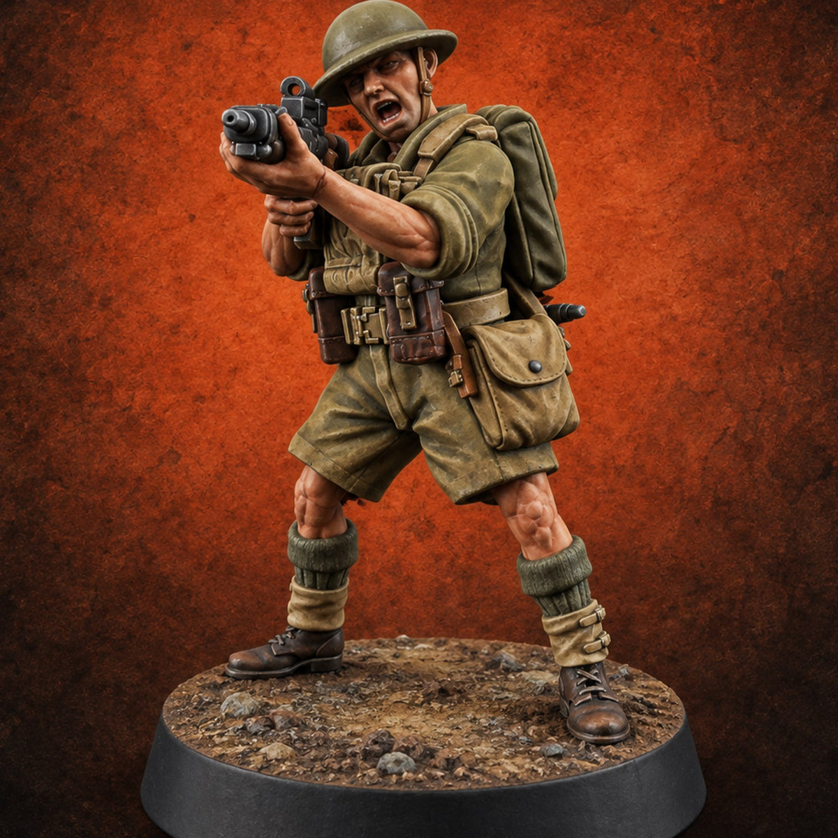 Sweeping the Perimeter Human Bullpup Rifleman A — painted concept preview (miniature supplied unpainted)
