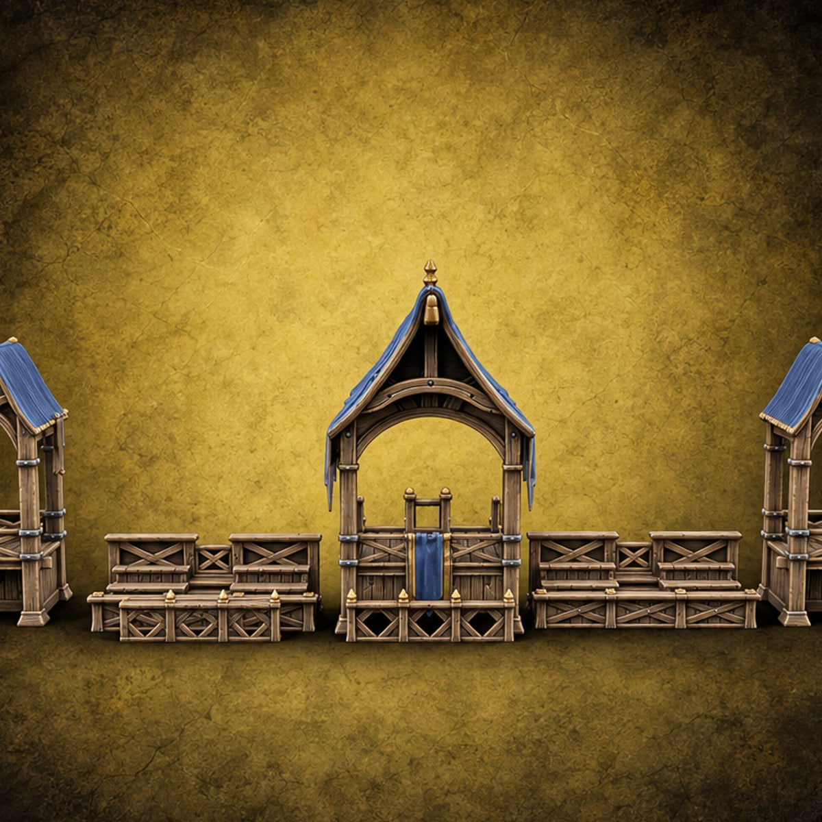 Tilt Yard Trimmings Wooden Jousting Tournament Terrain C — painted concept preview (terrain supplied unpainted)