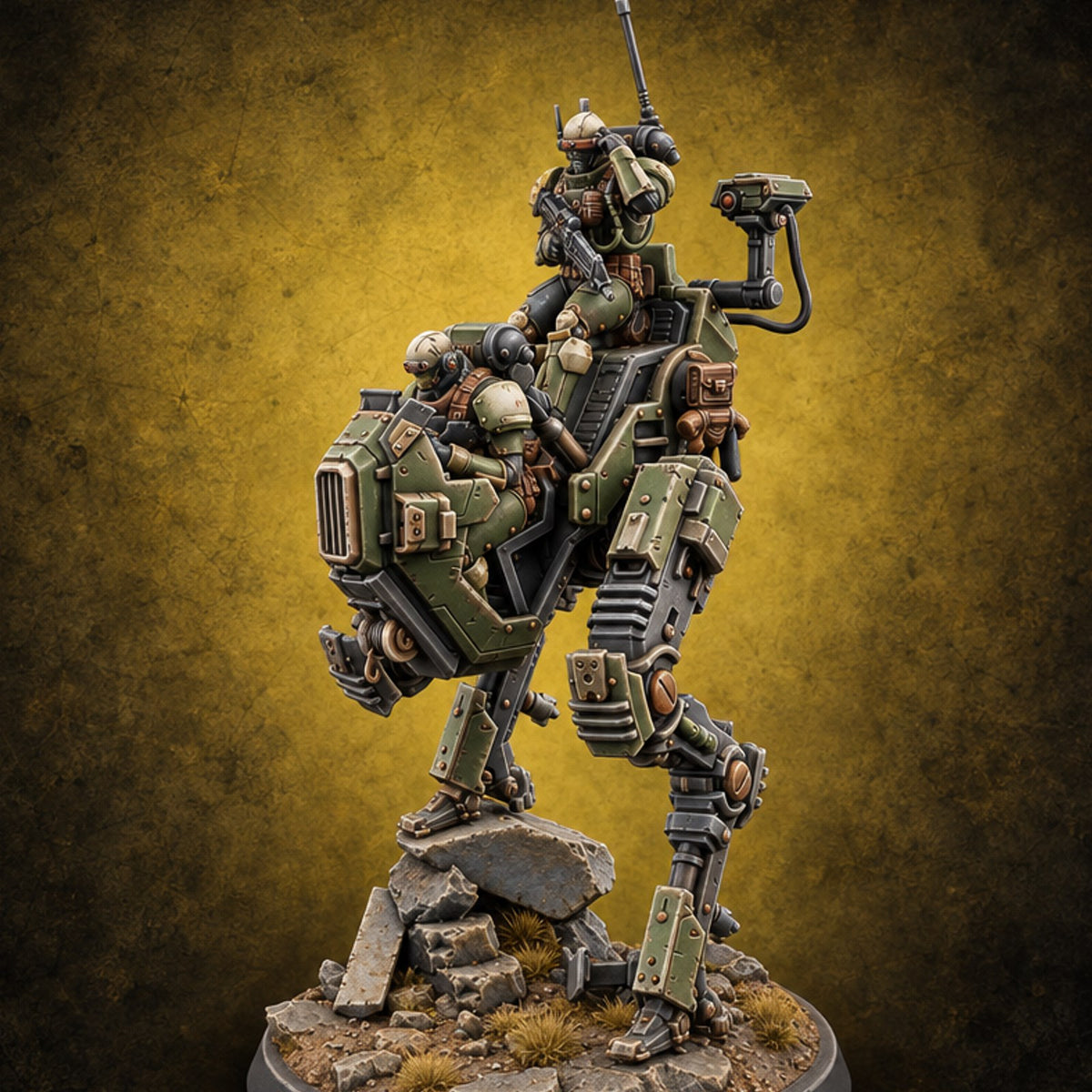 Long Legs, Longer Grudge Warforged Scout Walker — painted concept preview (miniature supplied unpainted)