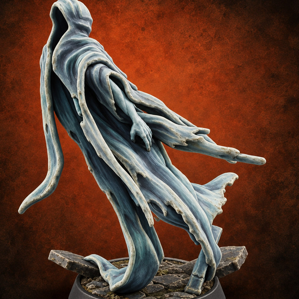 Hood Up, Arms Out Ghost Spirit C — painted concept preview (miniature supplied unpainted)