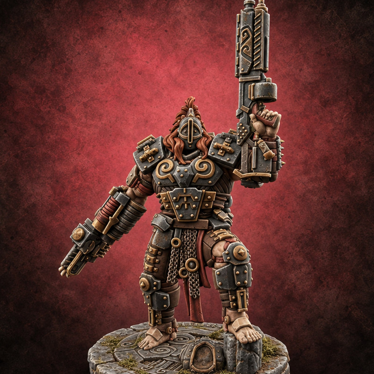 Chain Skirts Ogre Armoured Gunner E — painted concept preview (miniature supplied unpainted)