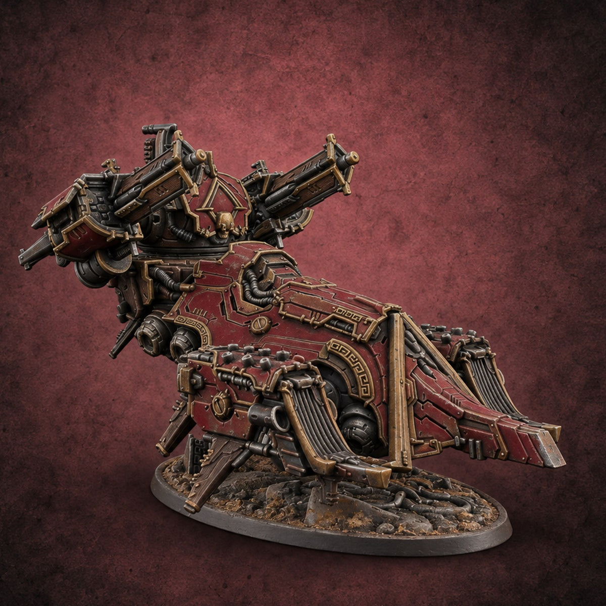 Quad-Bolted Siege Ballista Tank — painted concept preview (terrain supplied unpainted)