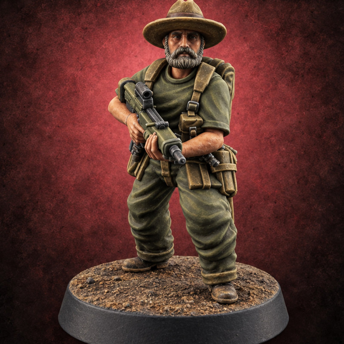 Brims Low, Bullpups Up Human Rifleman in Slouch Hat C — painted concept preview (miniature supplied unpainted)