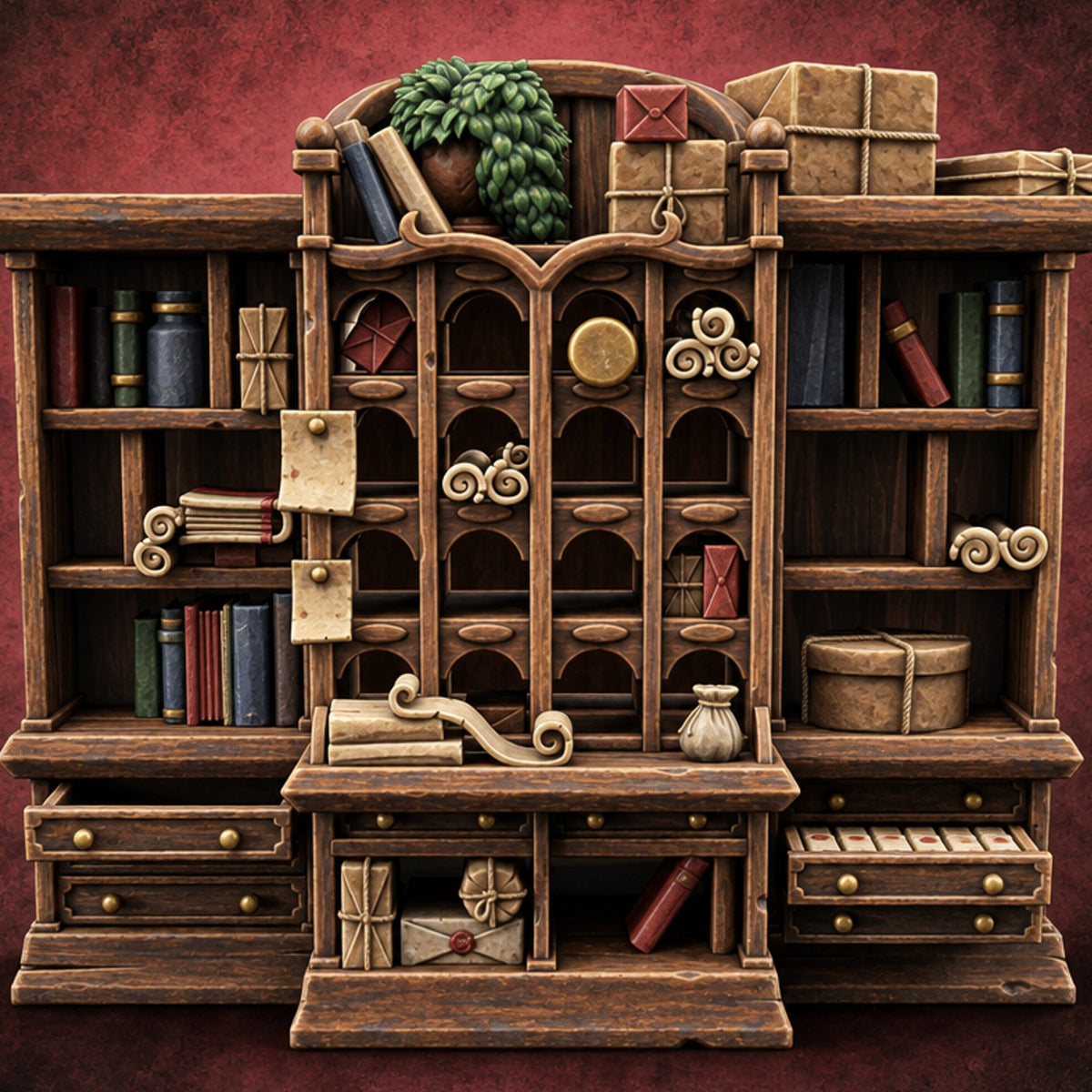 Return to Sender Wooden Post Office Furniture A — painted concept preview (terrain supplied unpainted)