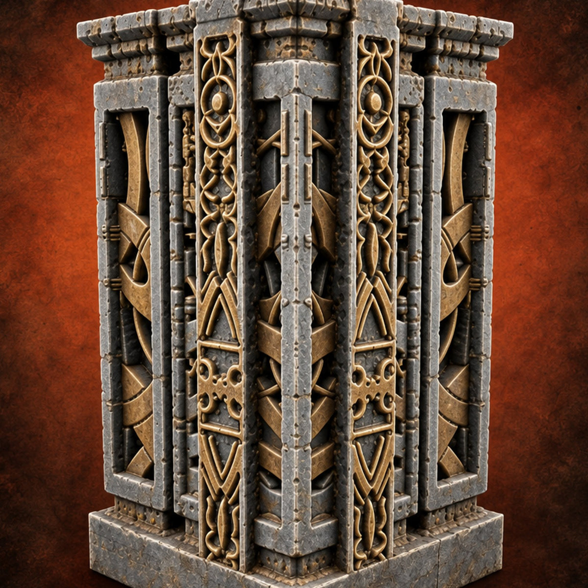 Filigree Fortifications Gothic Ornate Wall or Gate A — painted concept preview (terrain supplied unpainted)