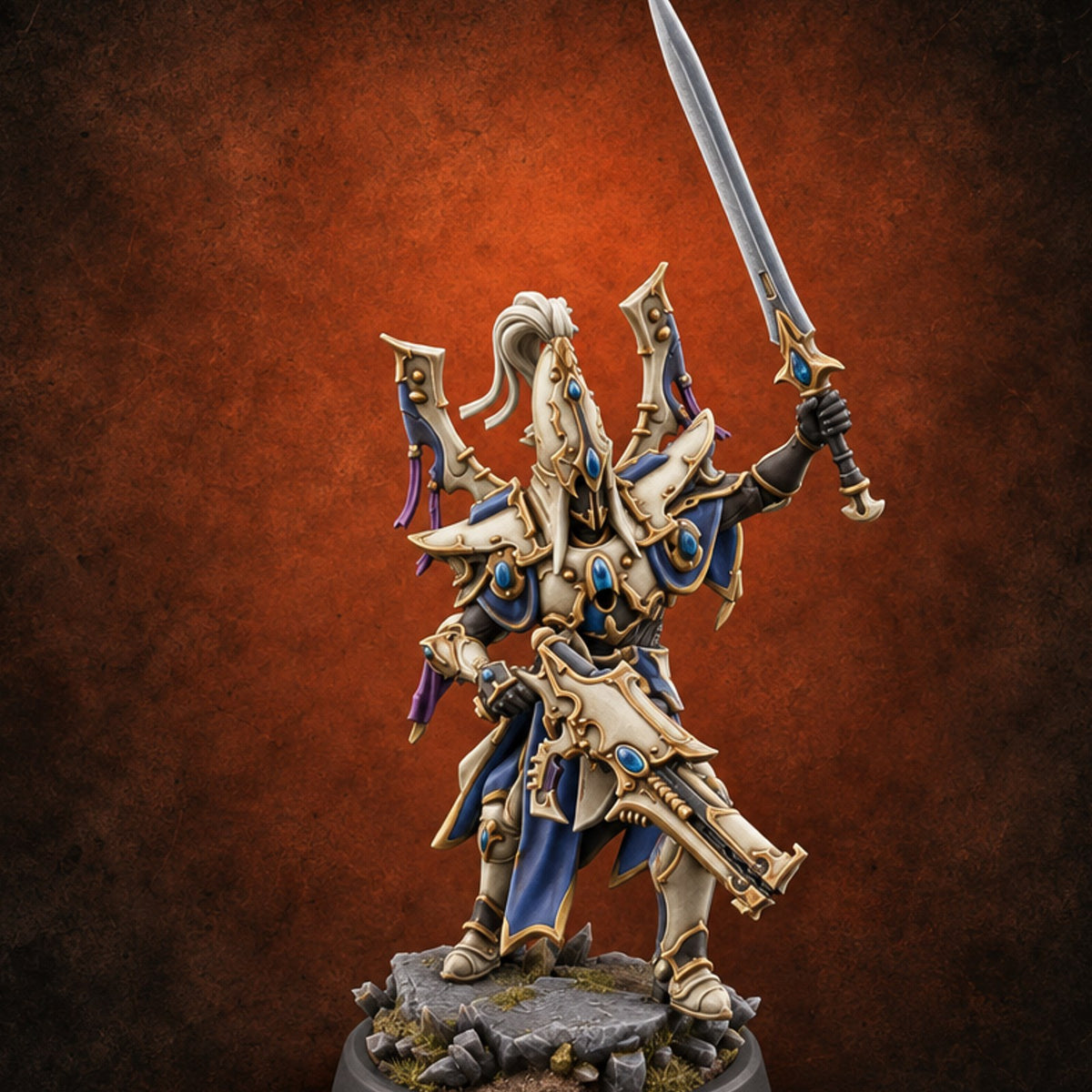 Nobility Rides Out Armed Eladrin Lancer C — painted concept preview (miniature supplied unpainted)