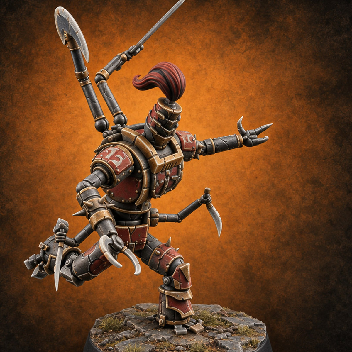 Barrel Chested and Bolted Together Warforged Automaton B — painted concept preview (miniature supplied unpainted)