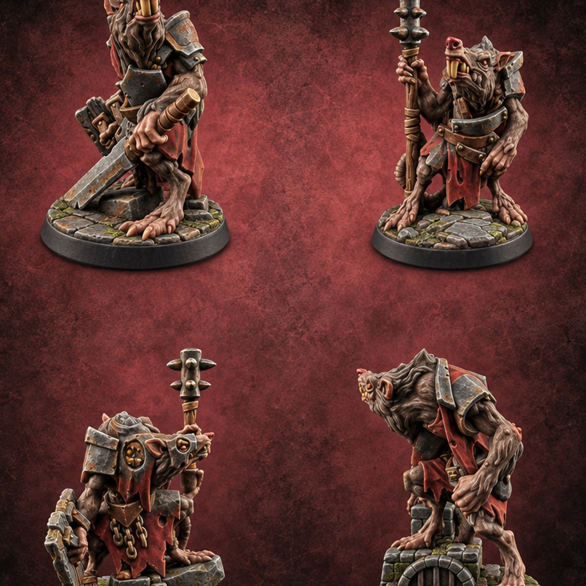 Gnawing on Grudges Ratfolk Warriors — painted concept preview (miniature supplied unpainted)