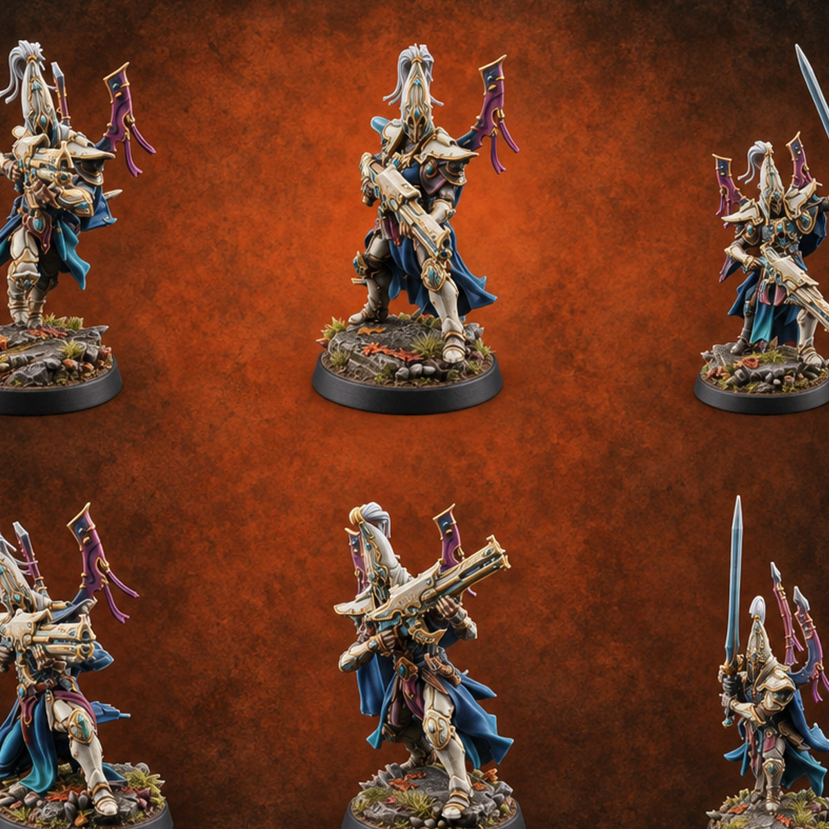 Nobility Rides Out Armed Eladrin Lancers — painted concept preview (miniature supplied unpainted)