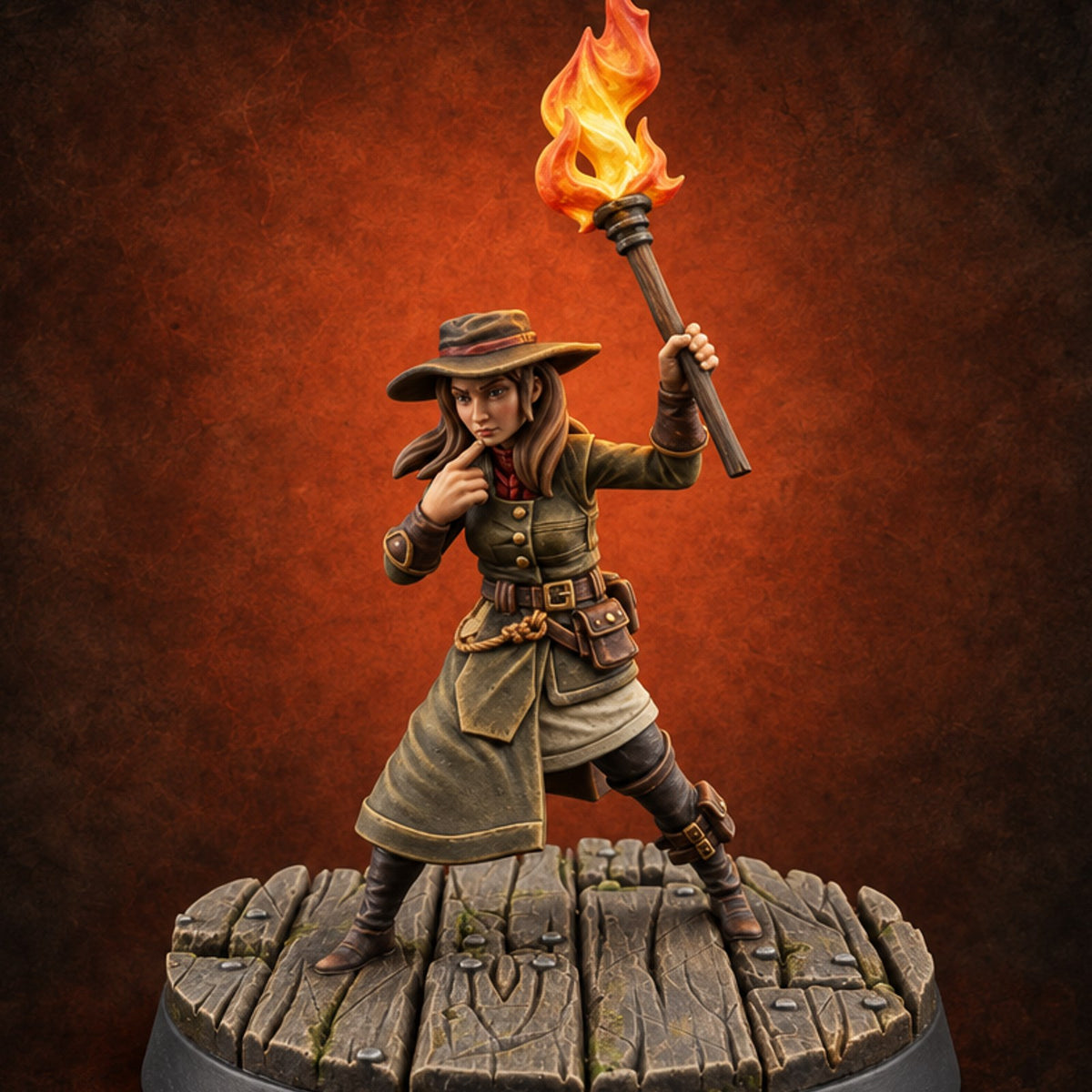 Torch Lit, Notes Taken Human Investigator B — painted concept preview (miniature supplied unpainted)