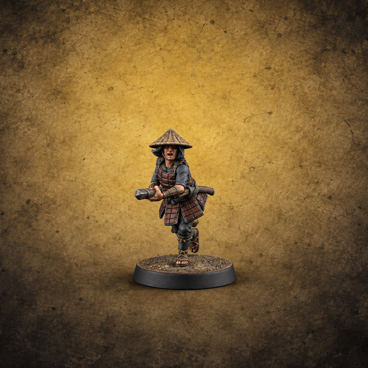 Charging Headlong Human Ashigaru Spearman B — painted concept preview (miniature supplied unpainted)