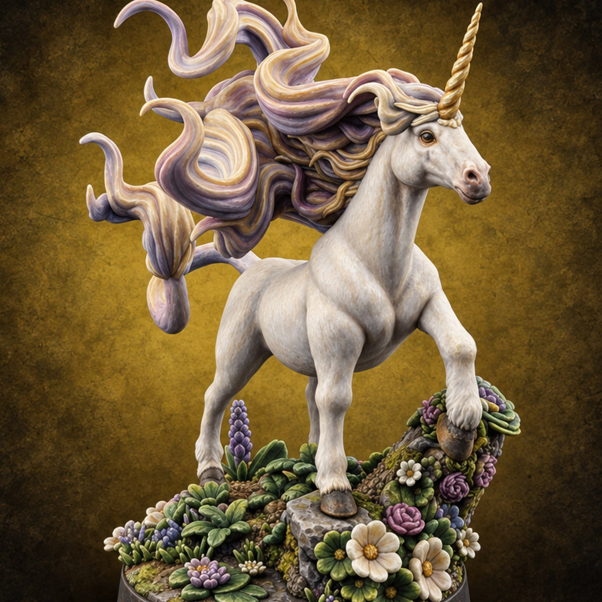 The Glade Holds Its Breath Unicorn — painted concept preview (miniature supplied unpainted)