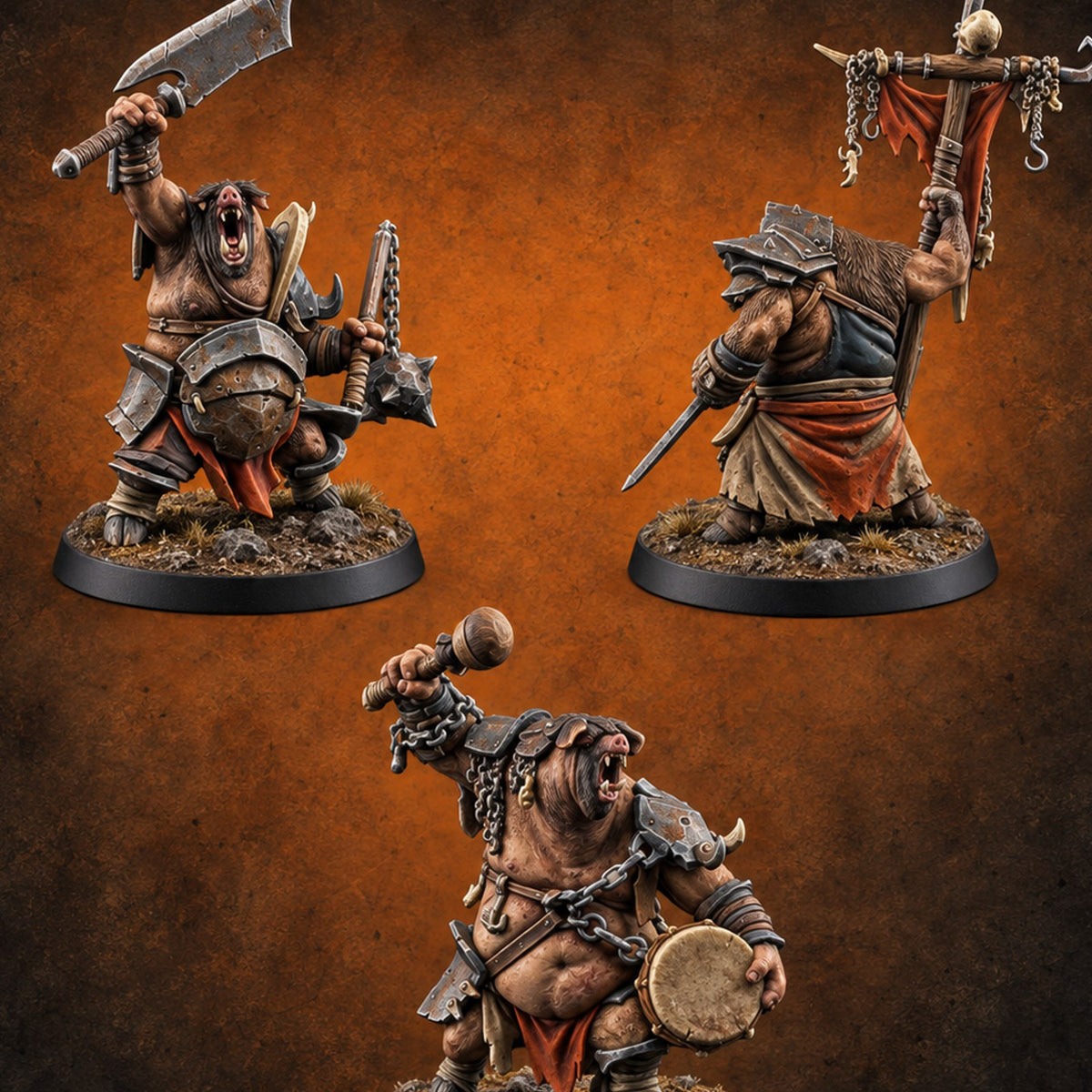 Loud, Proud and Boarish Wereboar Command Group — painted concept preview (miniature supplied unpainted)