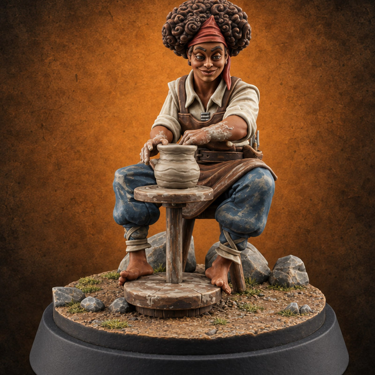 Throwing Shapes Since Sunrise Human Potter — painted concept preview (miniature supplied unpainted)