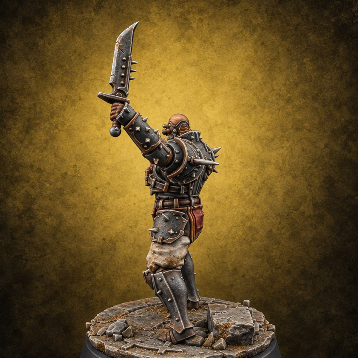 Spikes, Smoke and Scripture Human Spiked-Armour Soldier J — painted concept preview (miniature supplied unpainted)