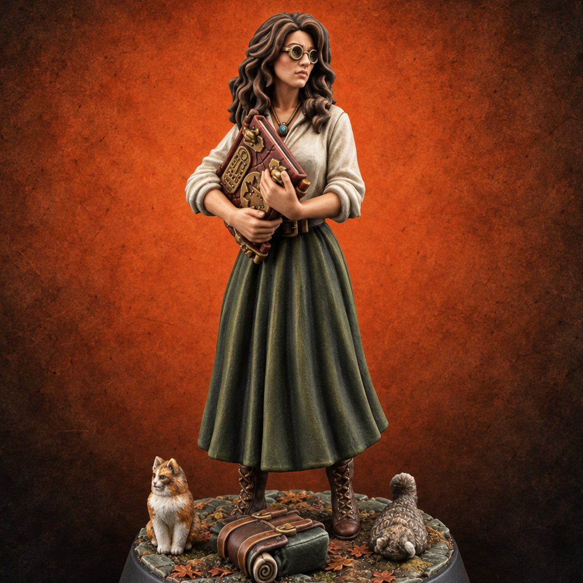 Clutching Her Research Human Scholar Miniature for Dungeons and Dragons, Pathfinder or other TTRPGs