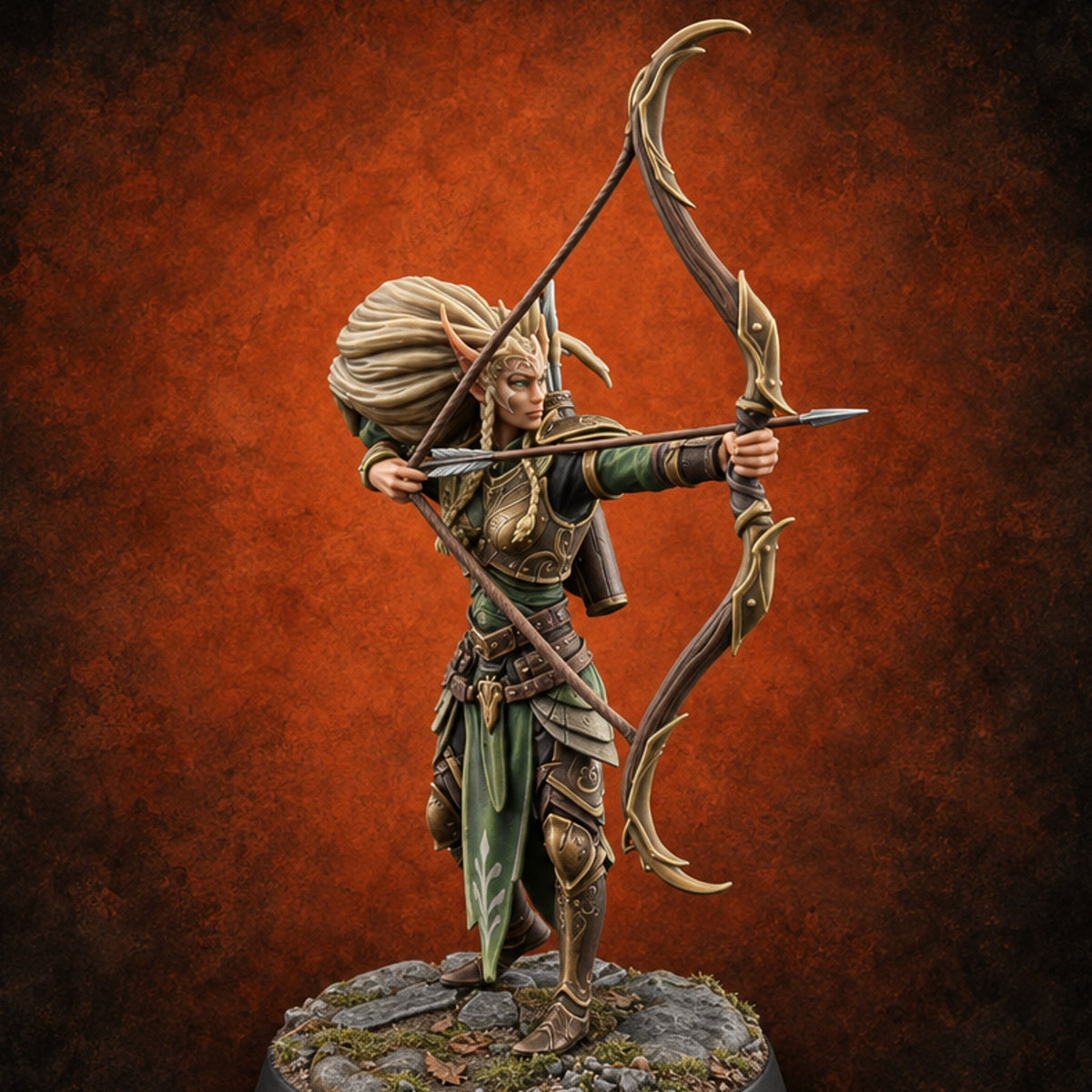 Every Stance, Same Steady Aim Elf Archer B — painted concept preview (miniature supplied unpainted)