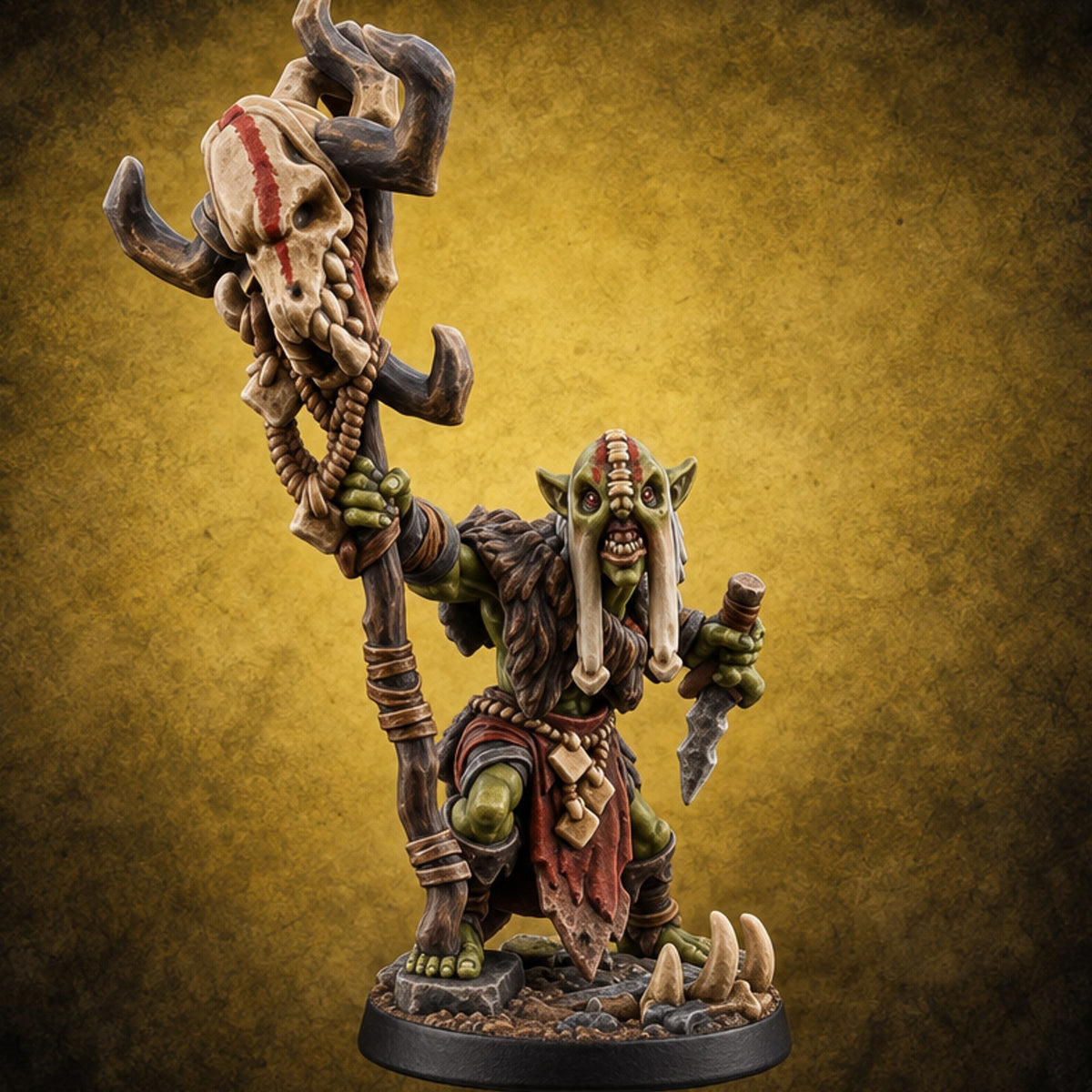 Volley Before Breakfast Goblin Warrior D — painted concept preview (miniature supplied unpainted)